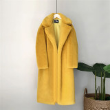 Thickened long faux mink fur coat,