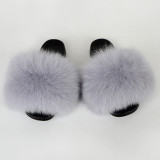 True fox fur slippers