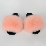 True fox fur slippers