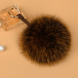Key pendant plush accessory fox fur ball