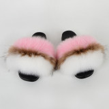 True fox fur slippers