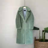 Thickened long faux mink fur coat,