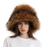 Warm and thickened faux fur hat, raccoon fur fisherman hat