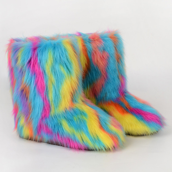 Anti slip colored fur boots
