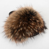 Fur, raccoon fur, slippers, fox fur