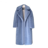 Thickened long faux mink fur coat,