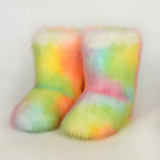 Imitation fox, imitation raccoon fur, grass, winter snow boots