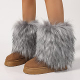 New hairy boots for women, thick soled midsole boots, snow boots