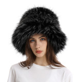 Warm and thickened faux fur hat, raccoon fur fisherman hat