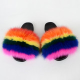 True fox fur slippers