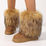 New hairy boots for women, thick soled midsole boots, snow boots