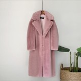 Thickened long faux mink fur coat,