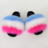 True fox fur slippers
