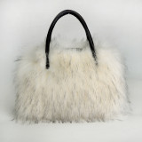 Imitation fur raccoon fur handbag with large capacity tote bag