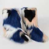 Anti slip colored fur boots