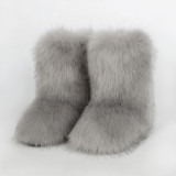 Imitation fox, imitation raccoon fur, grass, winter snow boots