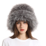 Warm and thickened faux fur hat, raccoon fur fisherman hat