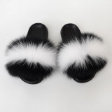 Fox fur slippers, women's soft soled fur slippers, one line cool slippers