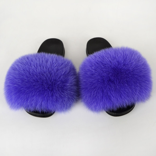 True fox fur slippers
