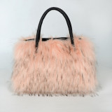 Imitation fur raccoon fur handbag with large capacity tote bag