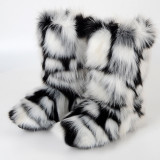 Imitation fox, imitation raccoon fur, grass, winter snow boots
