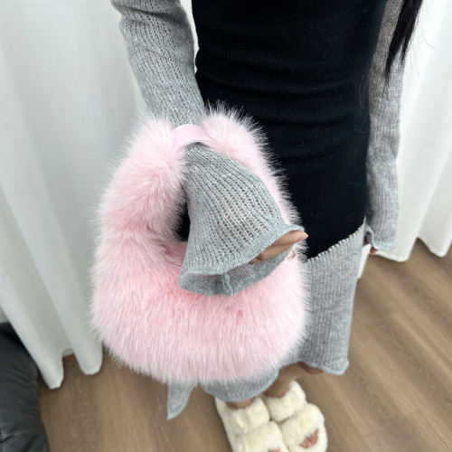 Imitation fox fur handbag