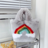 Rainbow Plush Bag Women's Fashion Handbag