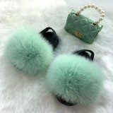 Imitation fox fur grass slippers children's bag