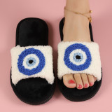 Plush flannel cotton slippers for women