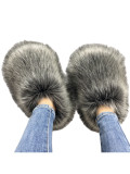 Hairy slippers for women in autumn and winter at home with plush insulation, imitation fur, anti slip
