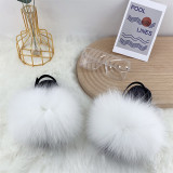 Real fur children's fur slippers with glasses set