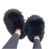 Hairy slippers for women in autumn and winter at home with plush insulation, imitation fur, anti slip