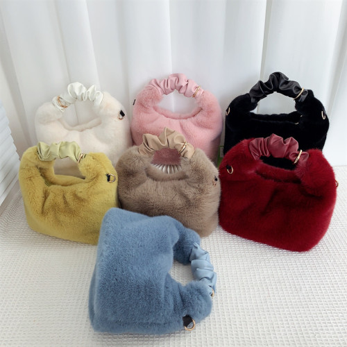 Imitation mink fur crossbody handbag