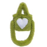 Fur bag women's heart-shaped pattern large capacity plush bags