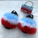 Imitation fox fur grass slippers children's bag
