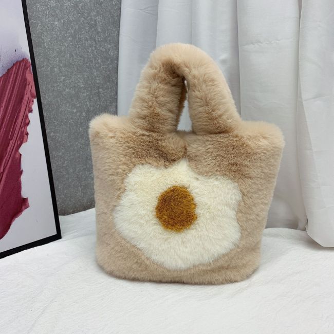 Fried Egg Bag Fashion Women's Trendy Handheld fur Bag