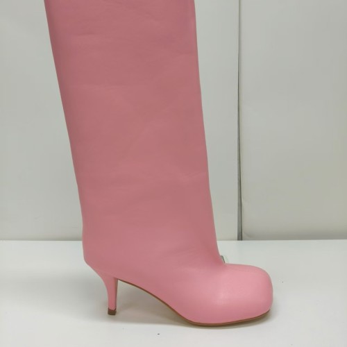 High heeled pointed metal rivet denim patchwork boots