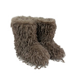 Flat heel mid top imitation raccoon fur snow boots