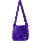 Plush crossbody bag, hand-held commuting candy colored bag