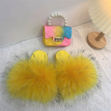 Fox fur children's slippers with children's bag