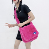 Plush crossbody bag, hand-held commuting candy colored bag