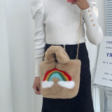 Rainbow Plush Bag Women's Fashion Handbag