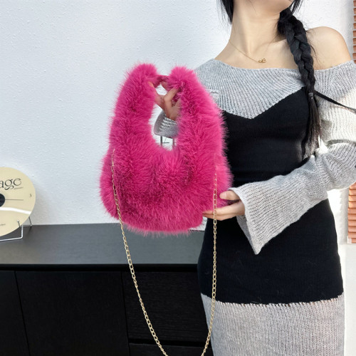 Imitation fox fur handbag