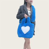 Fur bag women's heart-shaped pattern large capacity plush bags