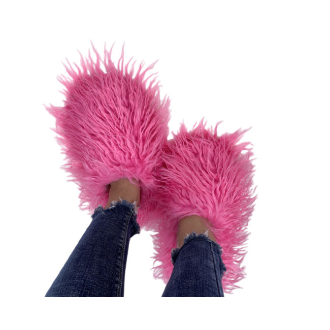 Hairy slippers for women with plush insulation, imitating fur