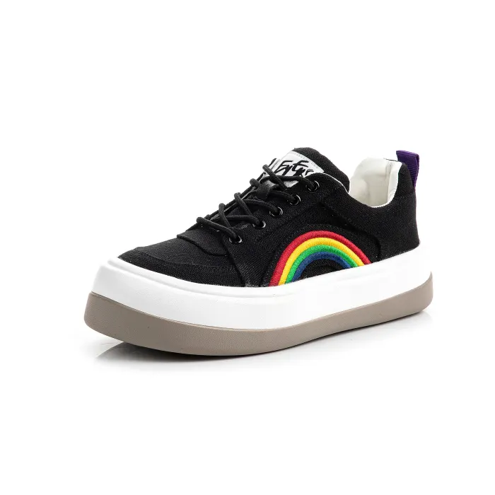 Rainbow Harajuku Thick soled Canvas Shoes