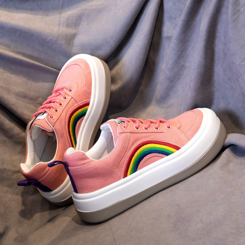 Rainbow Harajuku Thick soled Canvas Shoes