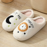 Cotton slippers, women's moon clock, couple's indoor warm slippers