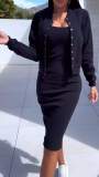 Strap skirt jacket two-piece set for women's clothing