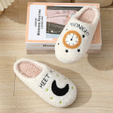 Cotton slippers, women's moon clock, couple's indoor warm slippers
